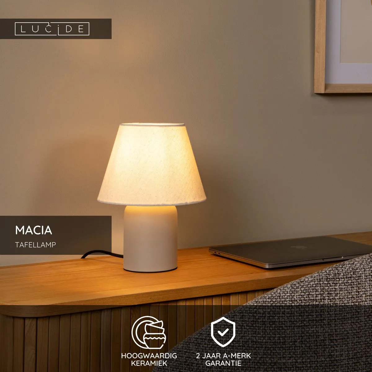 Lucide Macia Tafellamp E14 - Beige