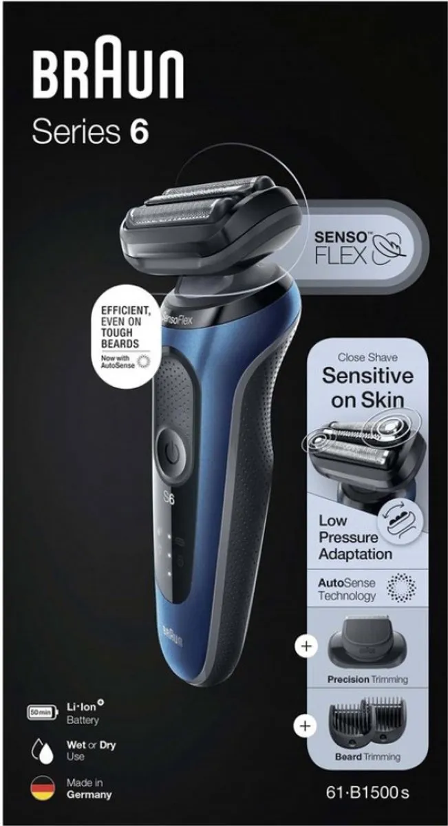 Braun 61-B1500S Scheerapparaat - Zwart/Blauw