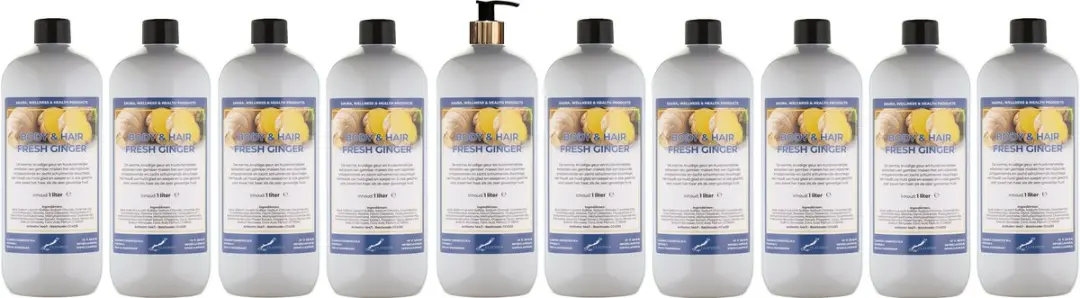 Splashbox Cosmetics Body & Hair Fresh Ginger 1L - 20 Stuks