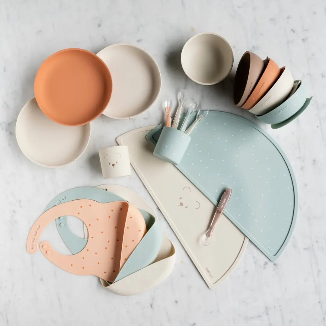 Nattou Silicone Slabbetje met Opvangbakje 21cm