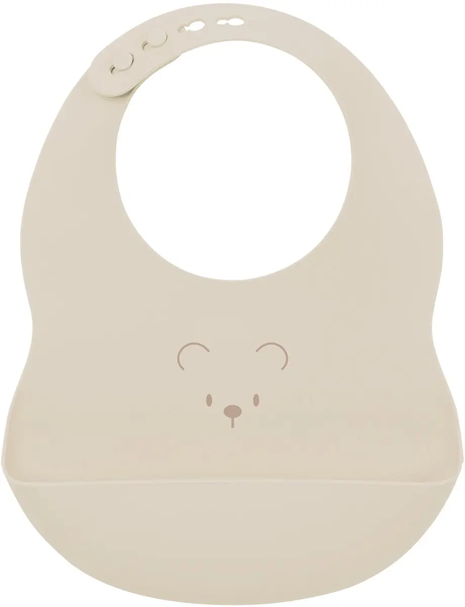 Nattou Silicone Slabbetje met Opvangbakje 21cm - Klei