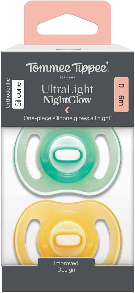 Tommee Tippee Ultra-light StayPut Night Fopspenen 0-6 Maanden - 2 Stuks - afbeelding 6 van 6