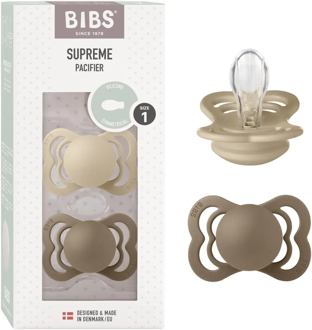 BIBS Supreme Speen Maat 1 - 2 Stuks - Vanilla/Dark Oak