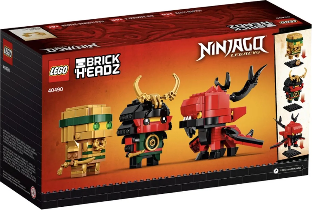 LEGO BrickHeadz NINJAGO 40490 - 406 Stukken - Rood/Zwart/Goud