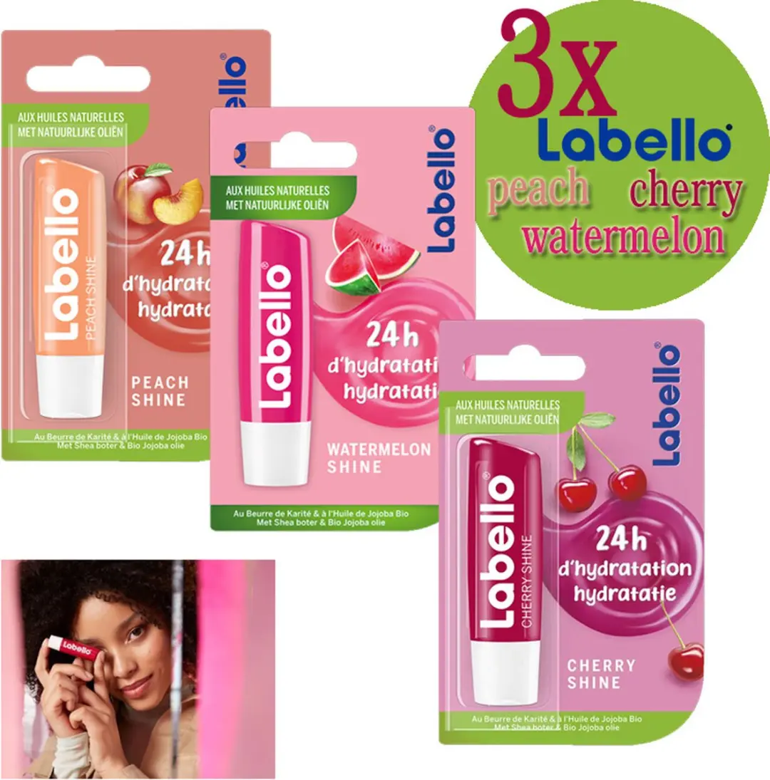 Labello Lippenbalsem Peach/Watermeloen/Kers