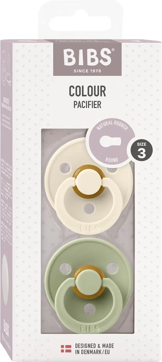 BIBS Colour Speen - 2 Stuks - Maat 3 (18+ maanden) - Ivory/Sage