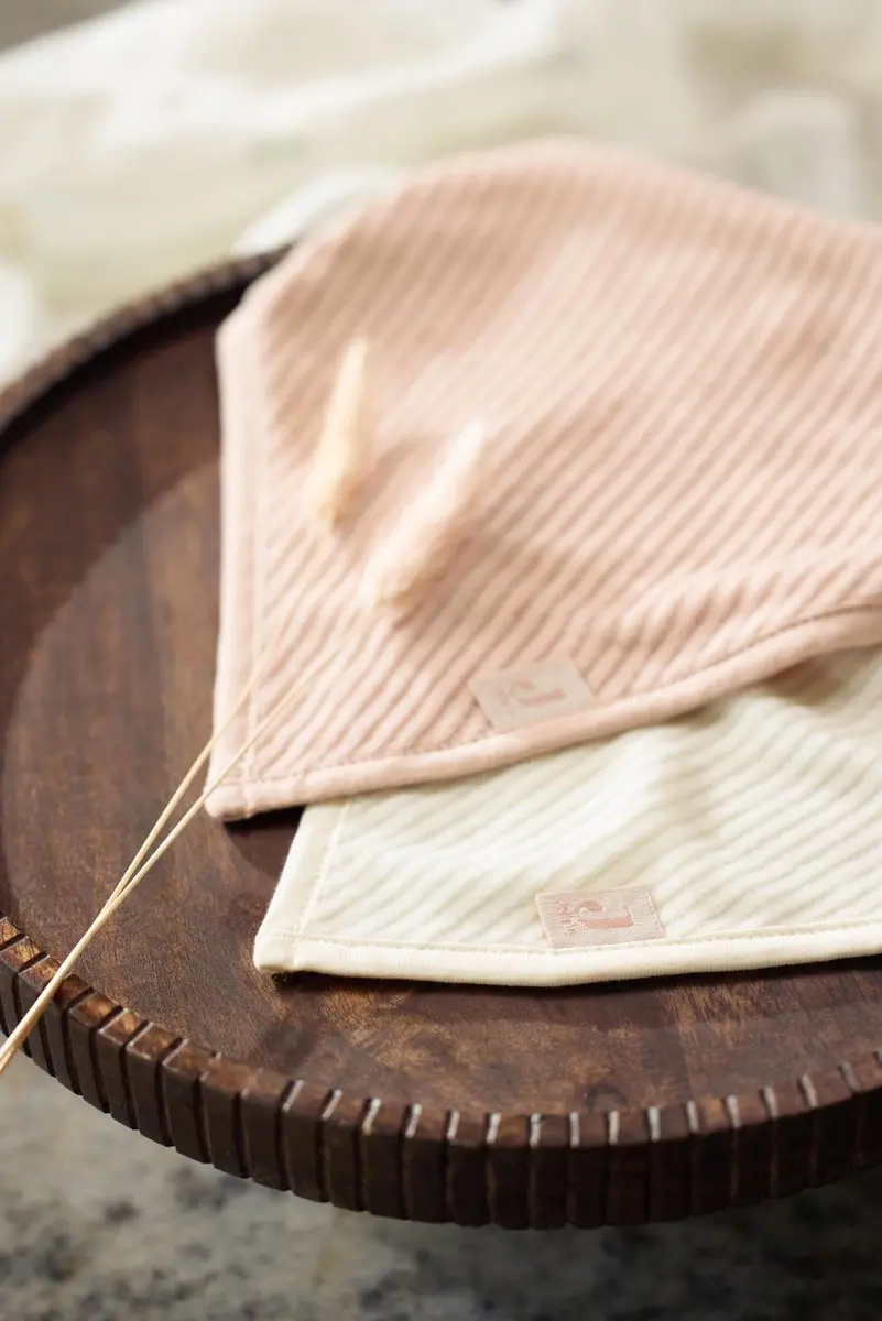 Jollein Slab Bandana Velvet Rib Wild Rose/Ivory - 2 Stuks