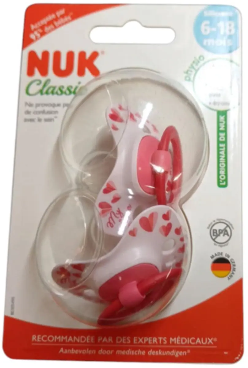 NUK Classic My Love Siliconen Fopspenen - 2 Stuks - Roze/Rood