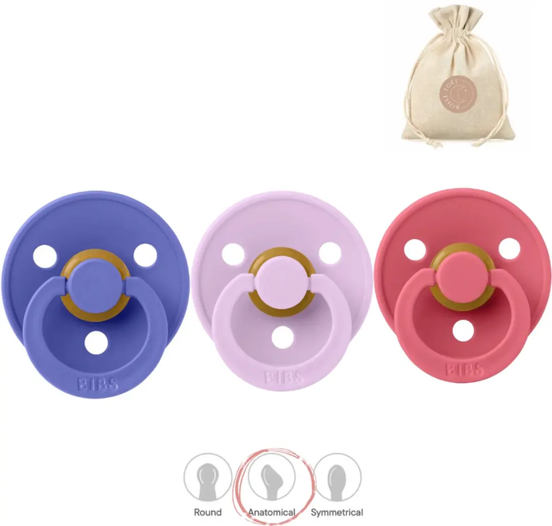 BIBS Anatomische Fopspenen Maat 1 - 3 Stuks - Grape/Violet Sky/Coral