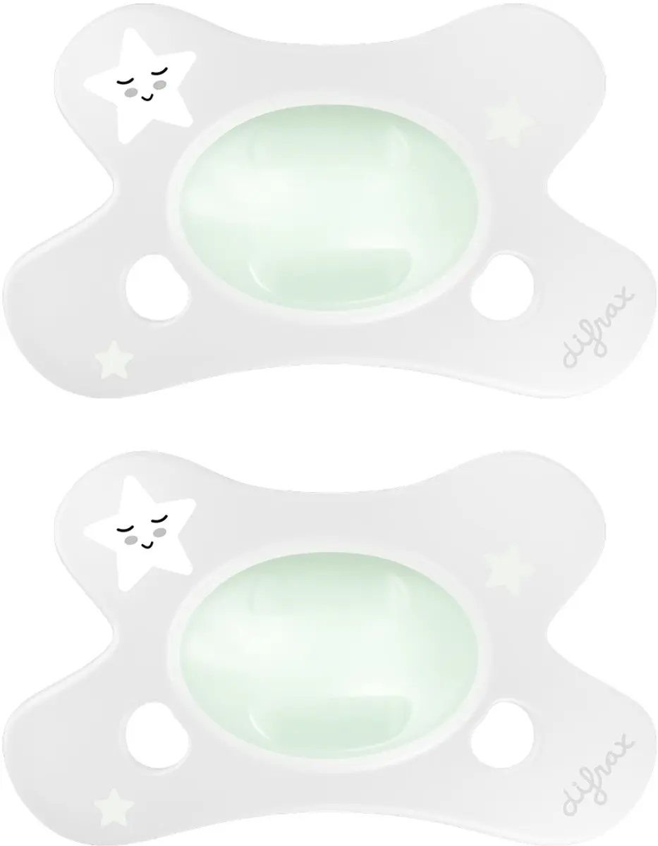 Difrax Dental Glow Orthodontische Fopspeen 0-6 Maanden - 2 Stuks