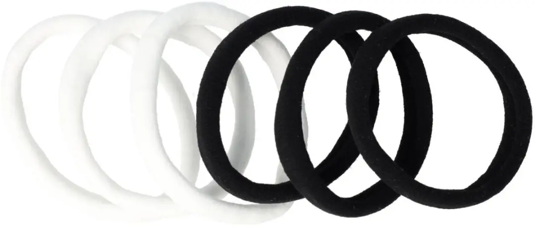 Haarsoires Haarelastieken Basic Armband - Zwart/Wit - 6 Stuks