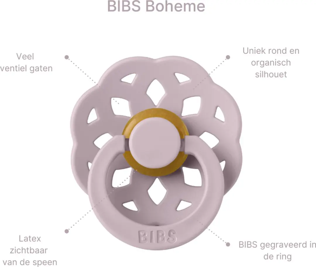 BIBS Boheme Fopspenen Maat 2 - 4 Stuks - Blush/Ivory/Dusty Pink