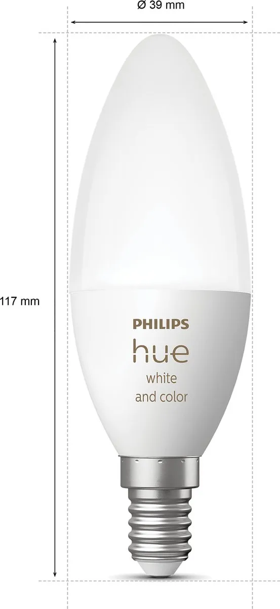 Philips Hue Starterpakket E14 - 2x Kaarslampen Wit & Kleur - Bridge Incl. - afbeelding 6 van 6