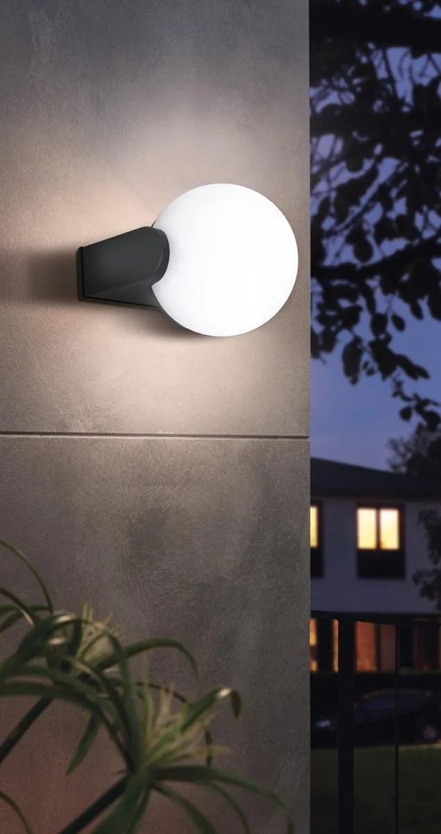 Eglo Rubio Wandlamp Buiten E27 - 17cm - Zwart/Wit