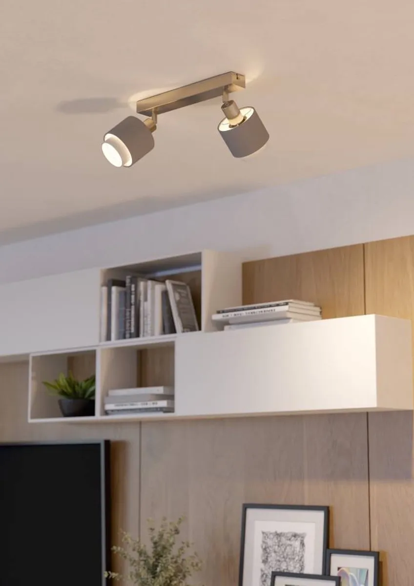 Eglo Bellizzi Spot E14 - 2x 7,5W - 31cm - Grijs/Wit