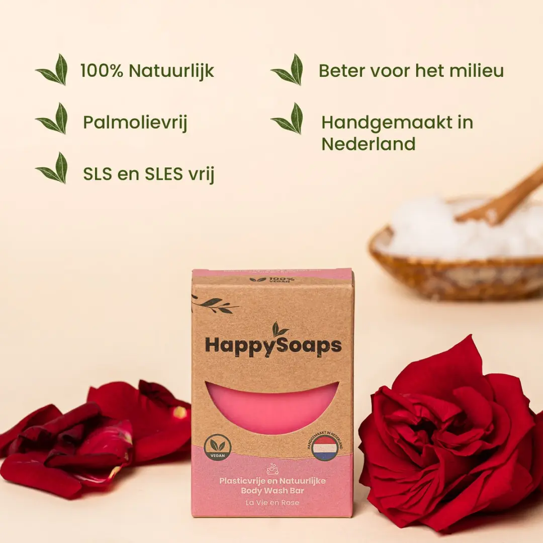 HappySoaps Body Wash Bar La Vie en Rose 100g - Vegan