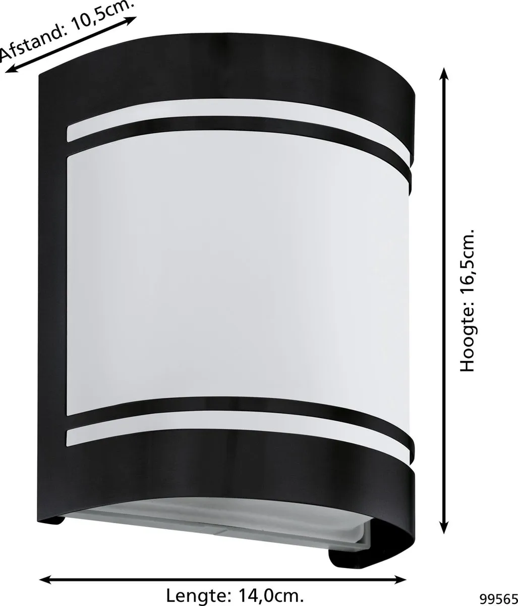 Eglo Cerno Wandlamp E27 - 16,5 cm - Zwart/Wit