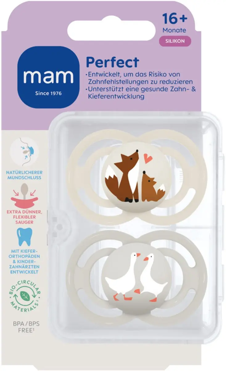 MAM Perfect Silikon Fopspeen 16+ Mnd - 2 Stuks