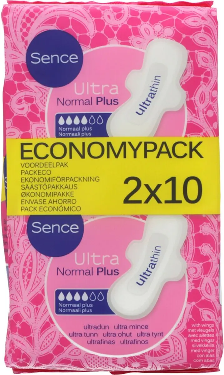 Sence Maandverband Normal 20 Stuks (6x) - Roze/Wit