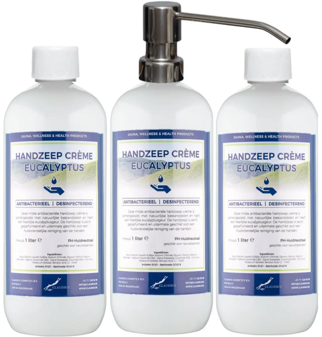 Splashbox Cosmetics Handzeep Crème Eucalyptus 1L - 3 Stuks