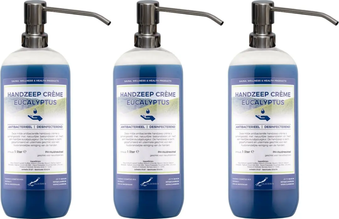 Splashbox Cosmetics Handzeep Crème Eucalyptus 1L - 3 Stuks