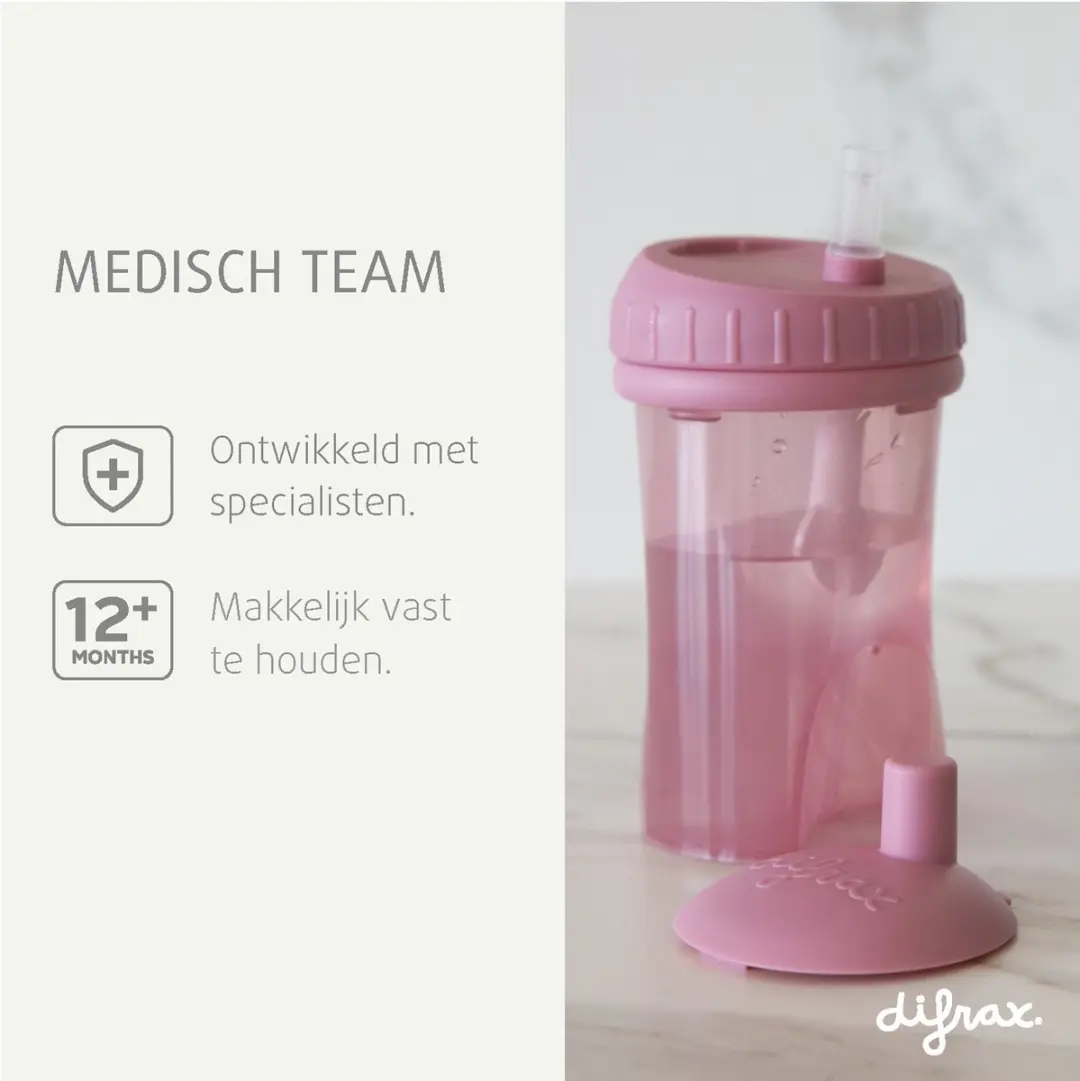 Difrax Anti Lek Rietjesbeker 250ml - 2 Stuks Lichtgroen