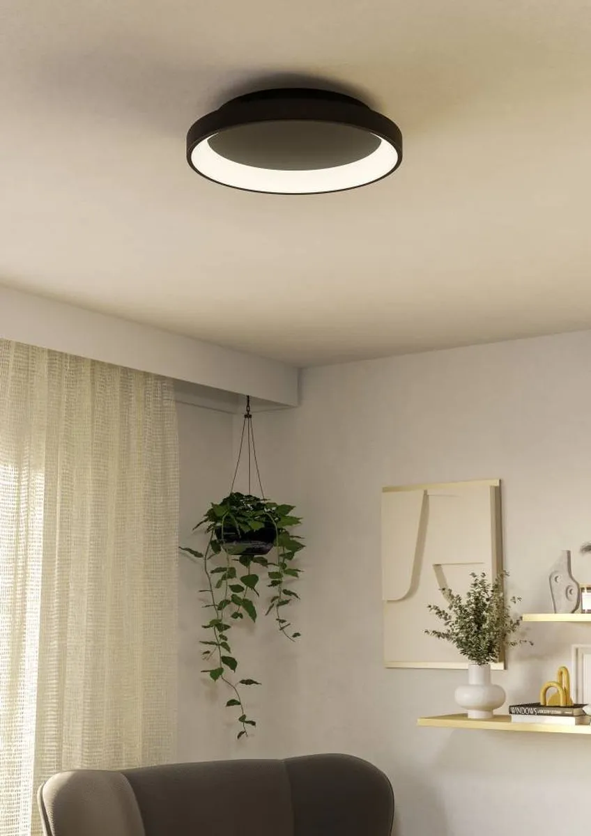 Eglo Loretello Plafondlamp LED Ø35cm - Zwart - Dimbaar - afbeelding 6 van 6