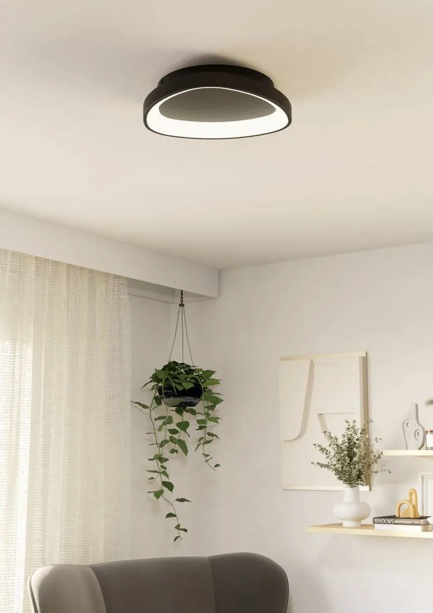 Eglo Loretello Plafondlamp LED Ø35cm - Zwart - Dimbaar