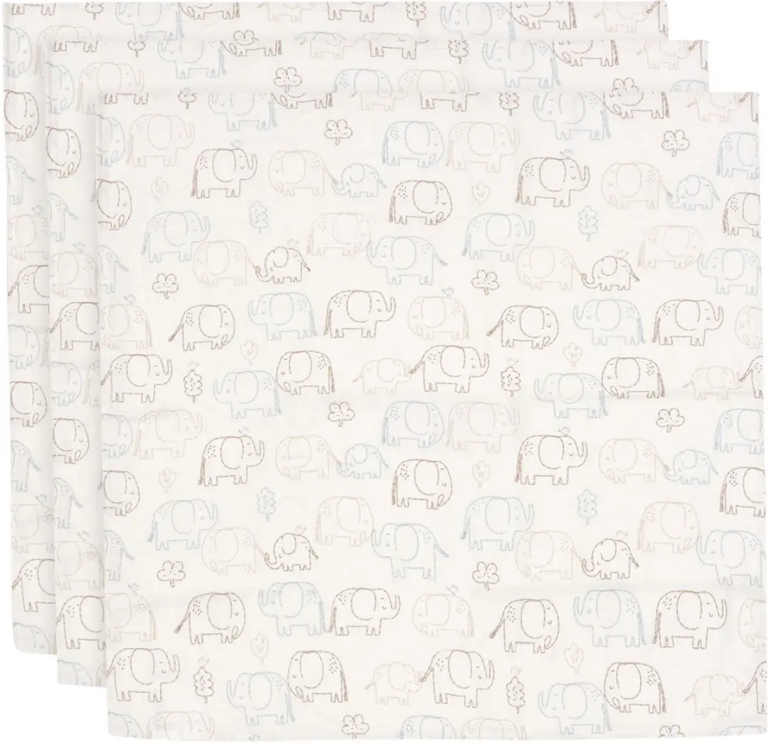 Jollein Hydrofiele Doek Small 70x70cm - Elephant Tales - 3 Stuks