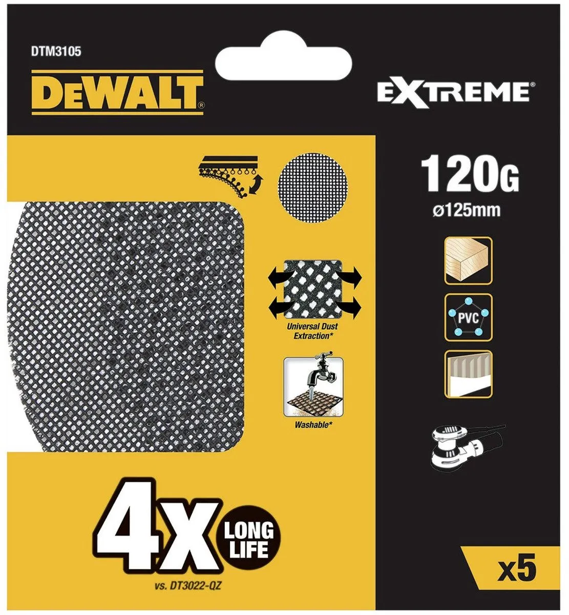 DeWalt DTM3105 Mesh Schuurgaas 125mm K120 - 5 Stuks