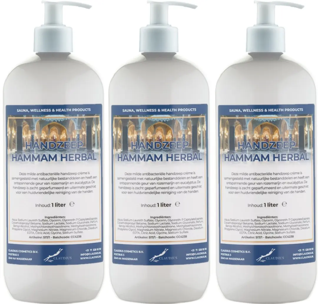 Splashbox Cosmetics Hammam Herbal Handzeep 1L - Set van 3