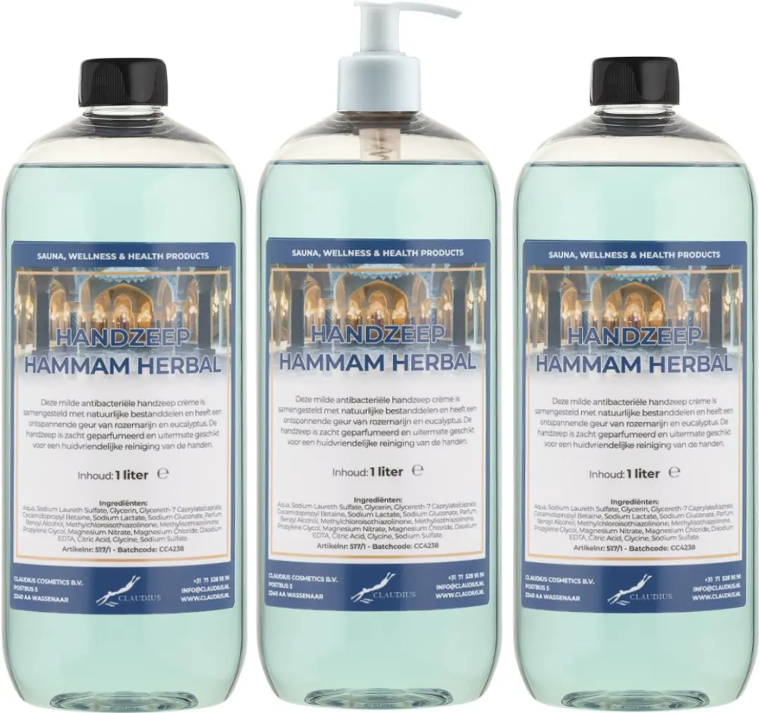 Splashbox Cosmetics Hammam Herbal Handzeep 1L - Set van 3