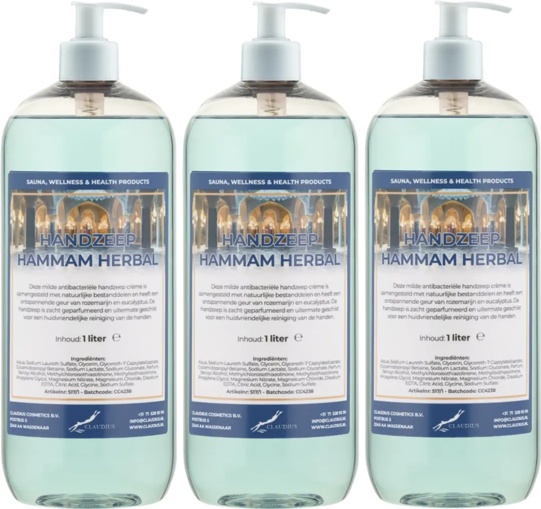 Splashbox Cosmetics Hammam Herbal Handzeep 1L - Set van 3
