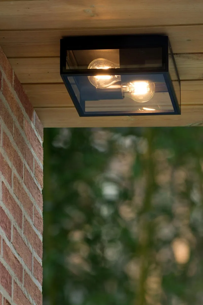 Lucide DUKAN Plafondlamp 2xE27 IP65 - Zwart