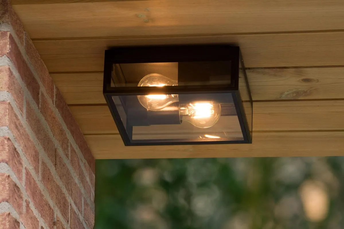 Lucide DUKAN Plafondlamp 2xE27 IP65 - Zwart