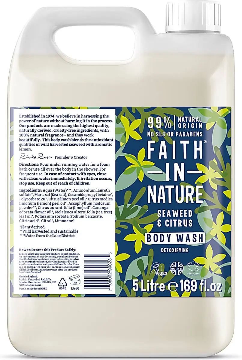 Faith In Nature Zeewier & Citrus Bad- en Douchegel 5L