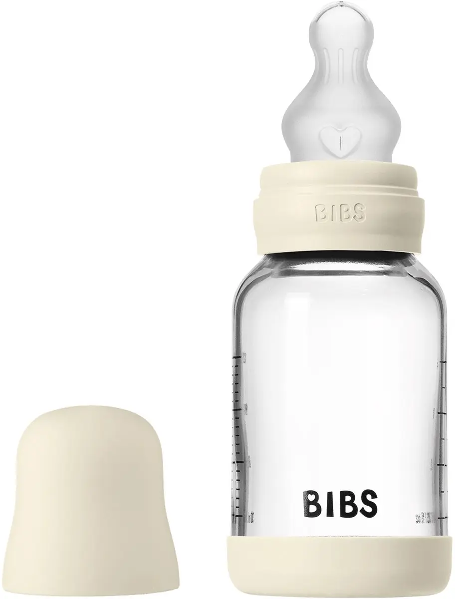 BIBS Glass Babyfles Siliconen Slow Flow 120ml