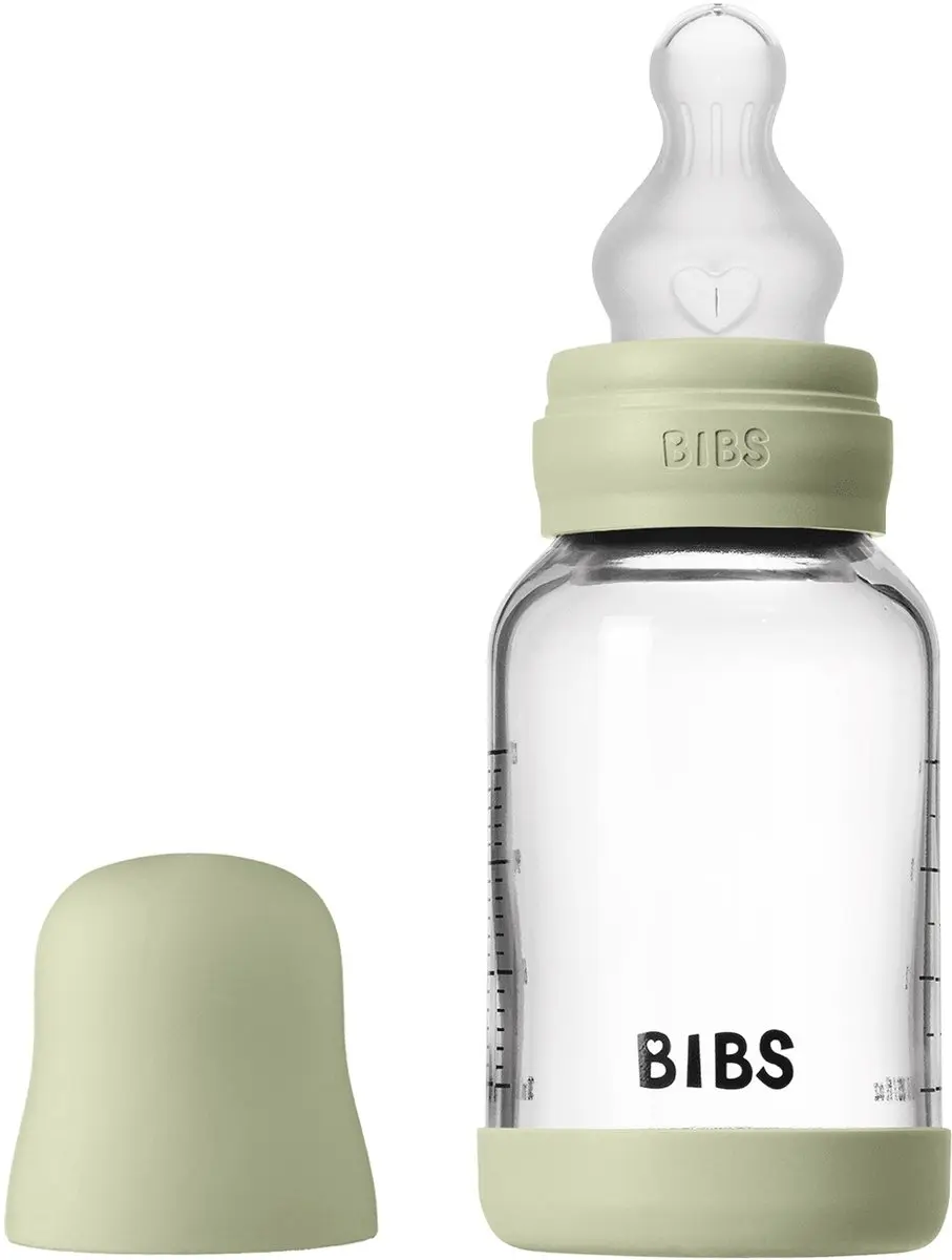 BIBS Glass Babyfles Siliconen Slow Flow 120ml - Ivory