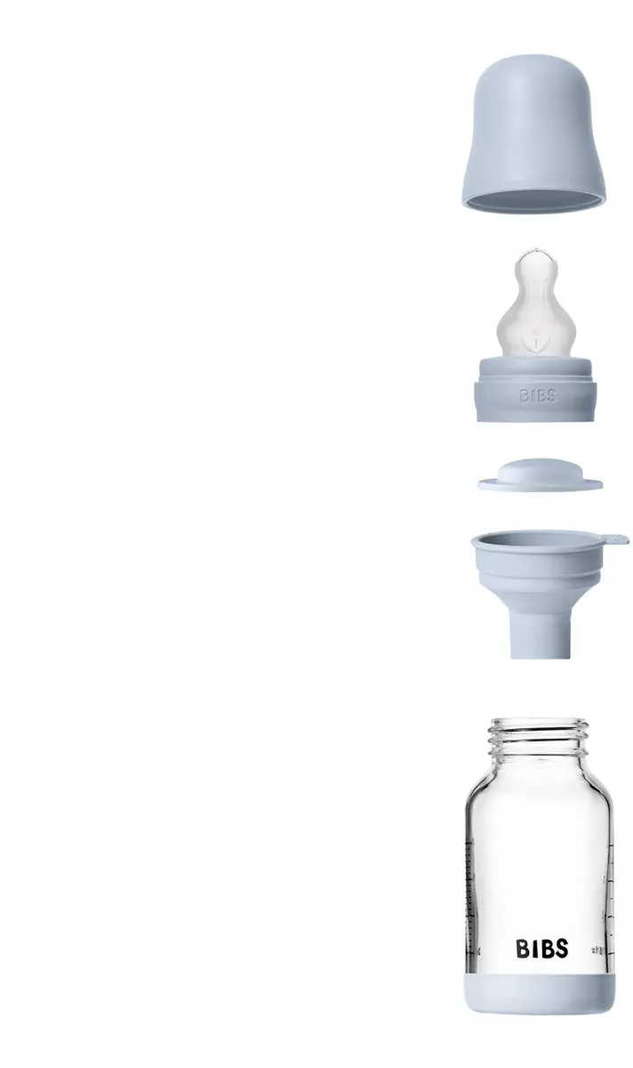 BIBS Glass Babyfles Siliconen Slow Flow 120ml - Ivory