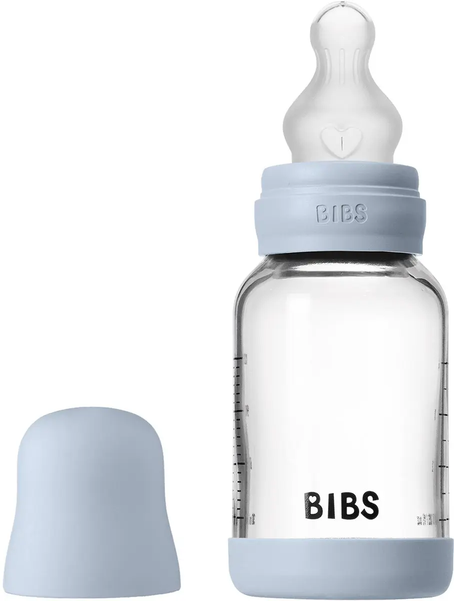 BIBS Glass Babyfles Siliconen Slow Flow 120ml - Ivory