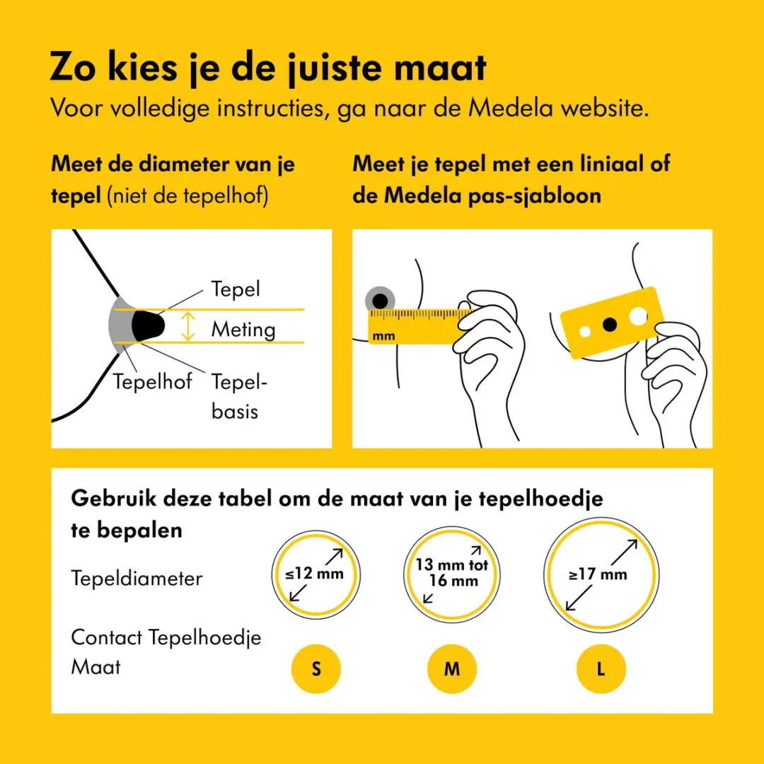 Medela Contact Tepelhoedjes Maat S - 16mm - 2 Stuks - Geel