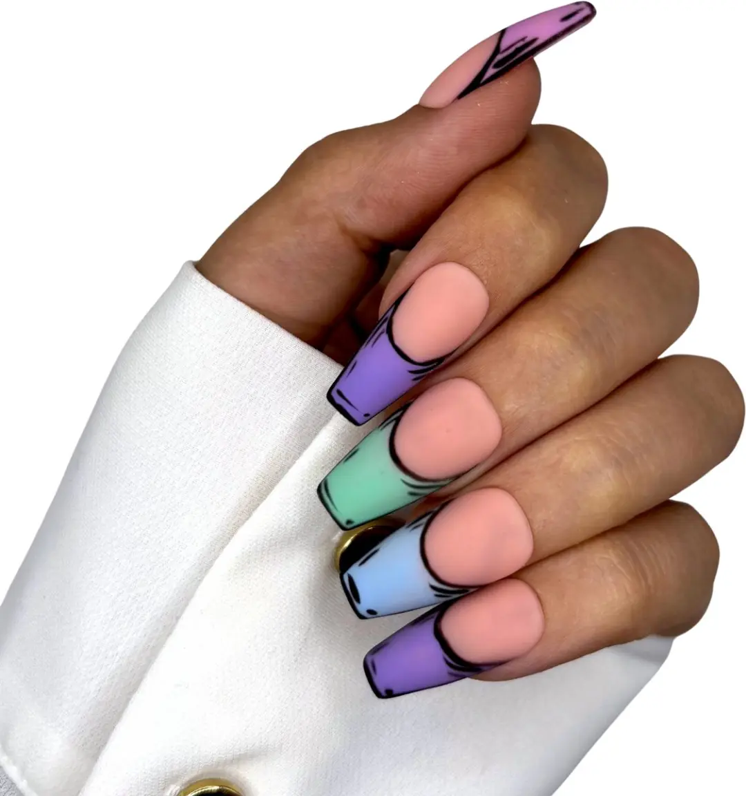 SD Press on Nails No. 48 Good To Be Bad Matte Pastel French Manicure - 20 Stuks