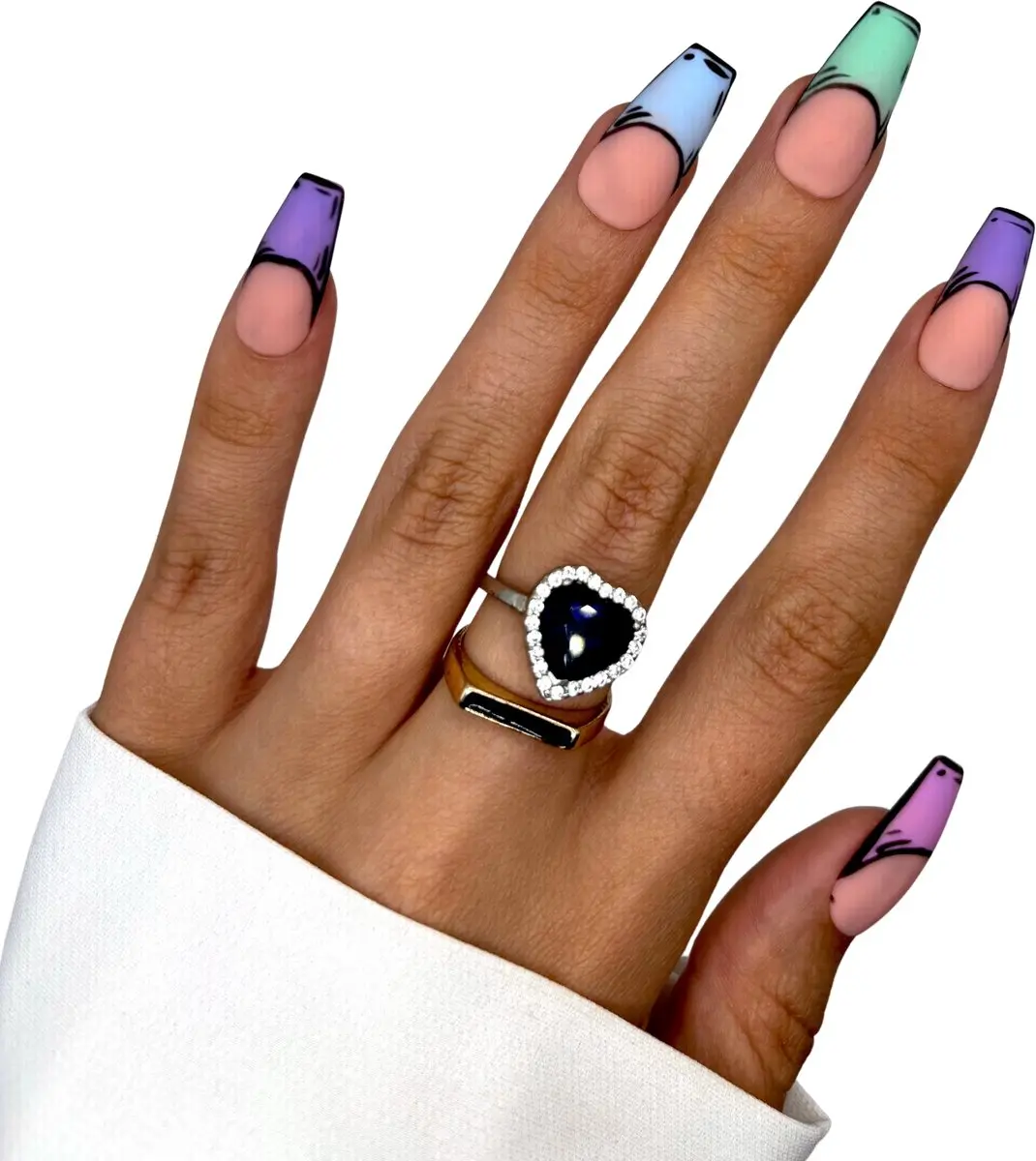SD Press on Nails No. 48 Good To Be Bad Matte Pastel French Manicure - 20 Stuks
