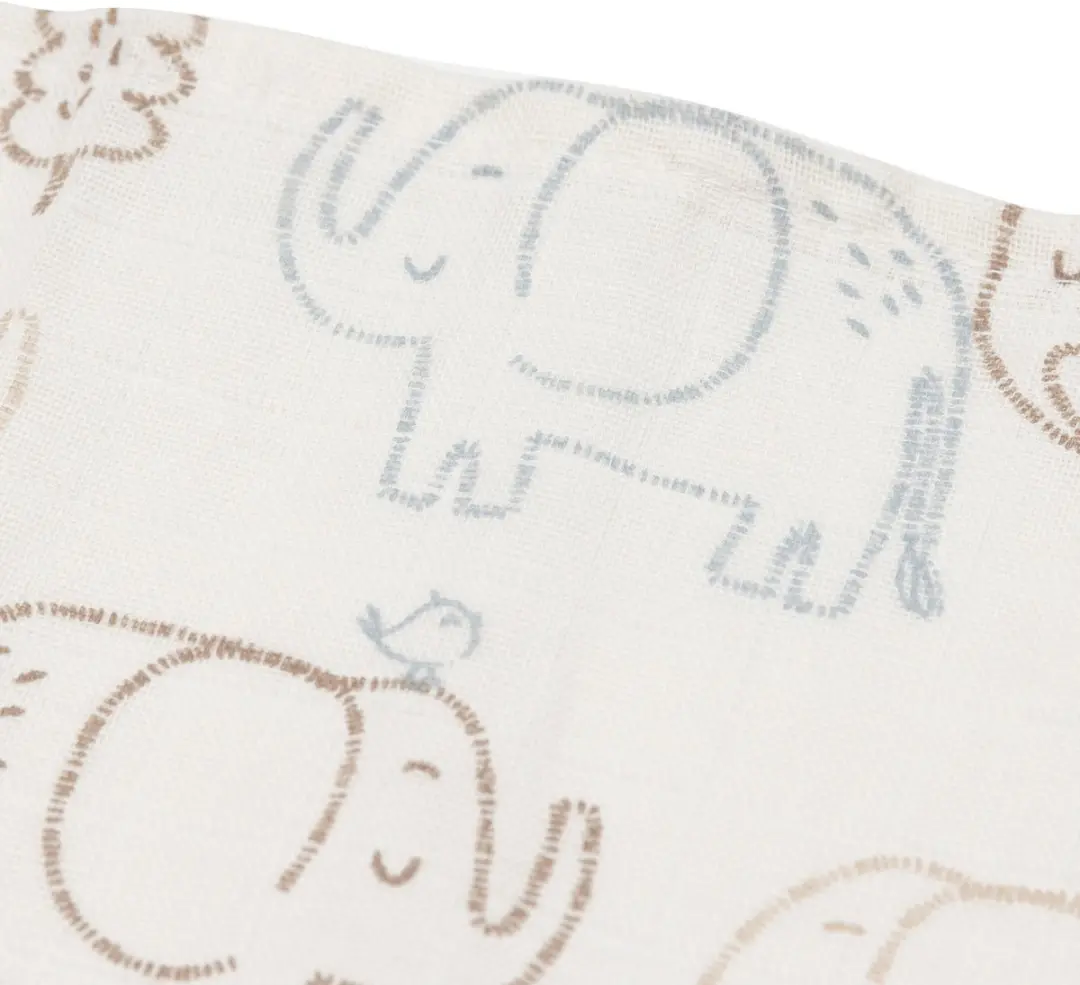 Jollein Hydrofiele Doek Large 115x115cm Elephant Tales - 2 Stuks