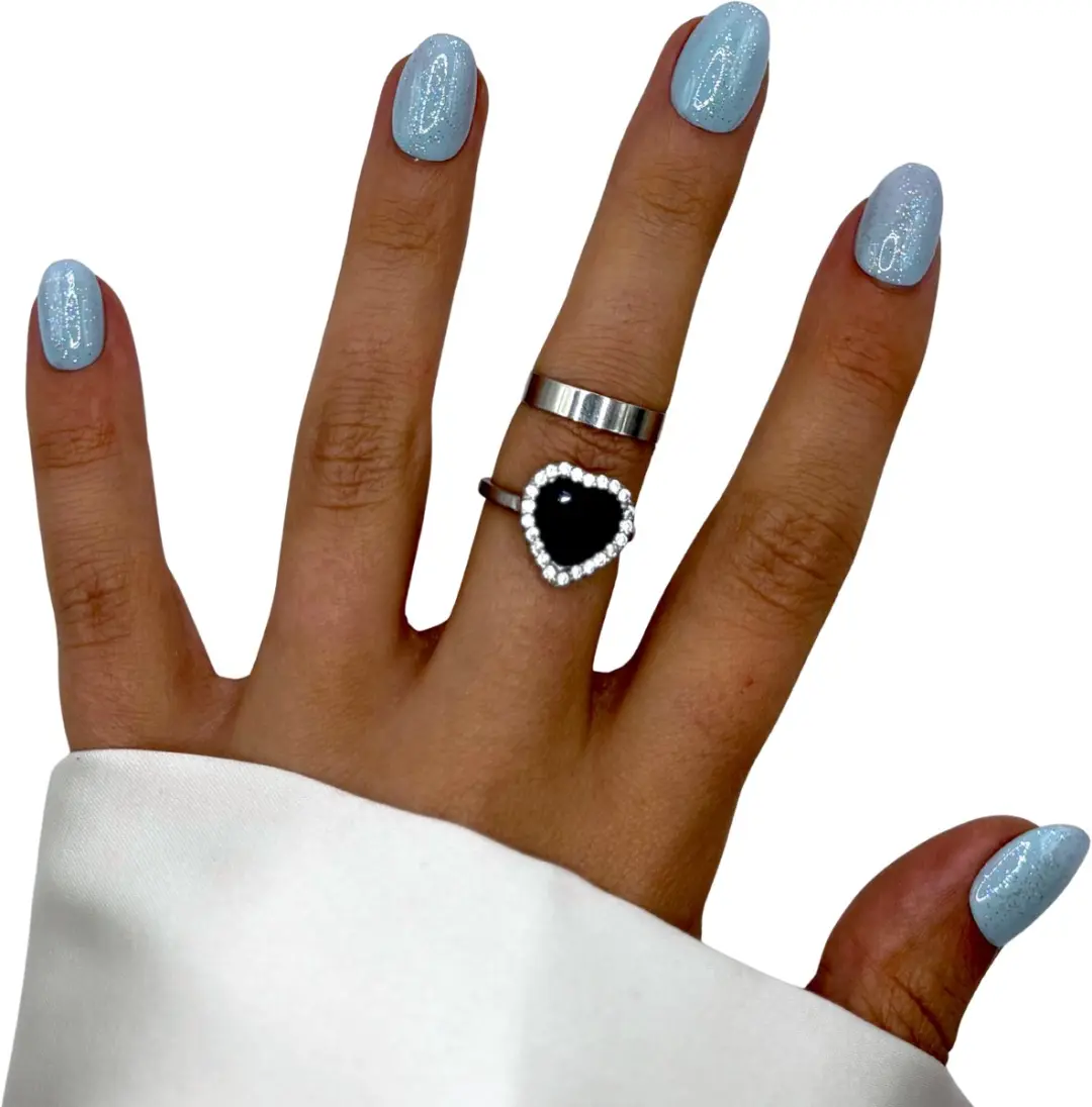 SD Press on Nails B-211 Blauw Glitter Nagelset 20 Stuks - XS Almond