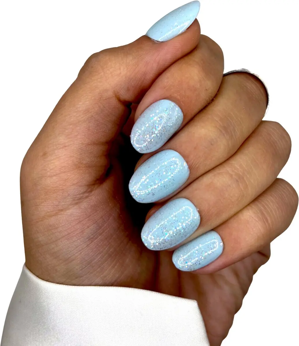 SD Press on Nails B-211 Blauw Glitter Nagelset 20 Stuks
