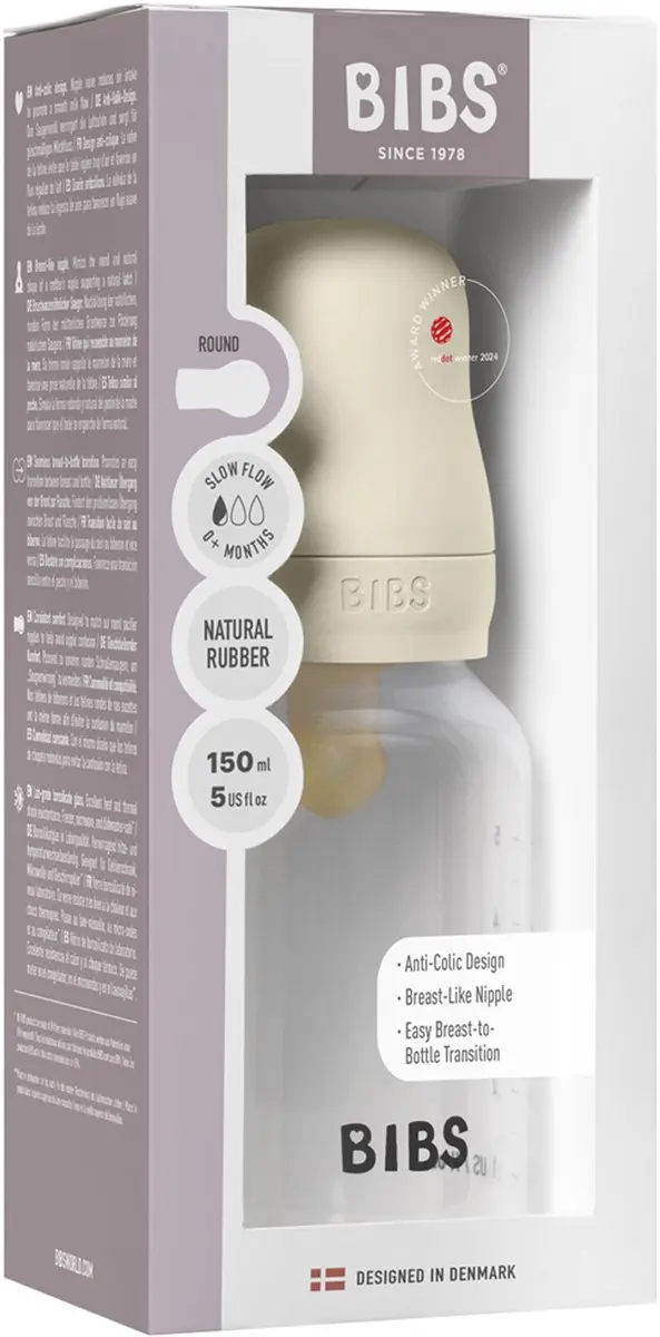 BIBS Fles Slow Flow 150ml - 6 Stuks - Latex - Ivory