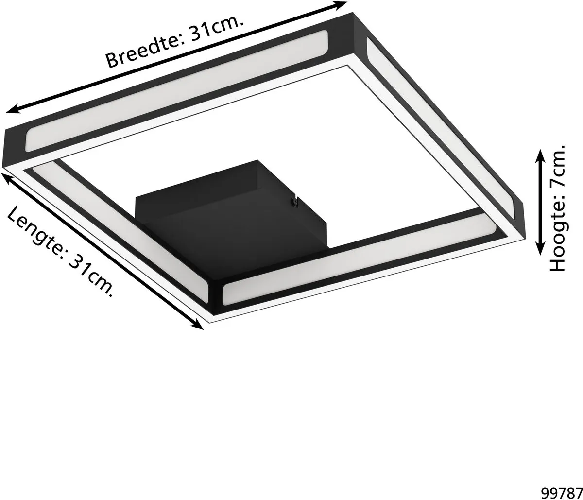 Eglo Altaflor Plafondlamp 12x LED 31.5cm - Zwart/Wit