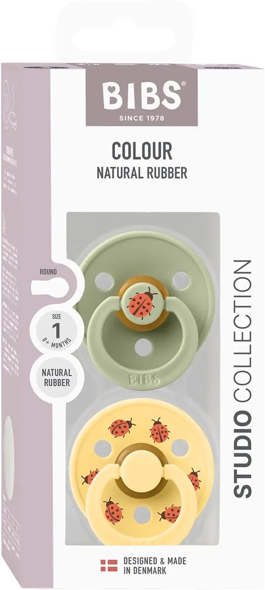 BIBS Colour Studio Speen - Natuurlijk Rubberlatex - Maat 1 (0-6m) - Sage/Pale Butter - 2 Stuks
