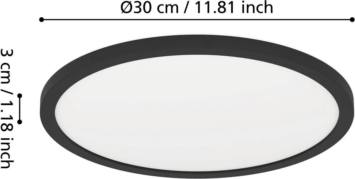 Eglo Minerario Plafondlamp LED Ø30cm - Zwart/Wit - afbeelding 6 van 6